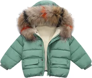 1-6 Years Baby Toddler Girls Winter Jacket Coat Fur Hooded Warm Clothes Kids Fashion Puffer Jacket Parka Outerwear