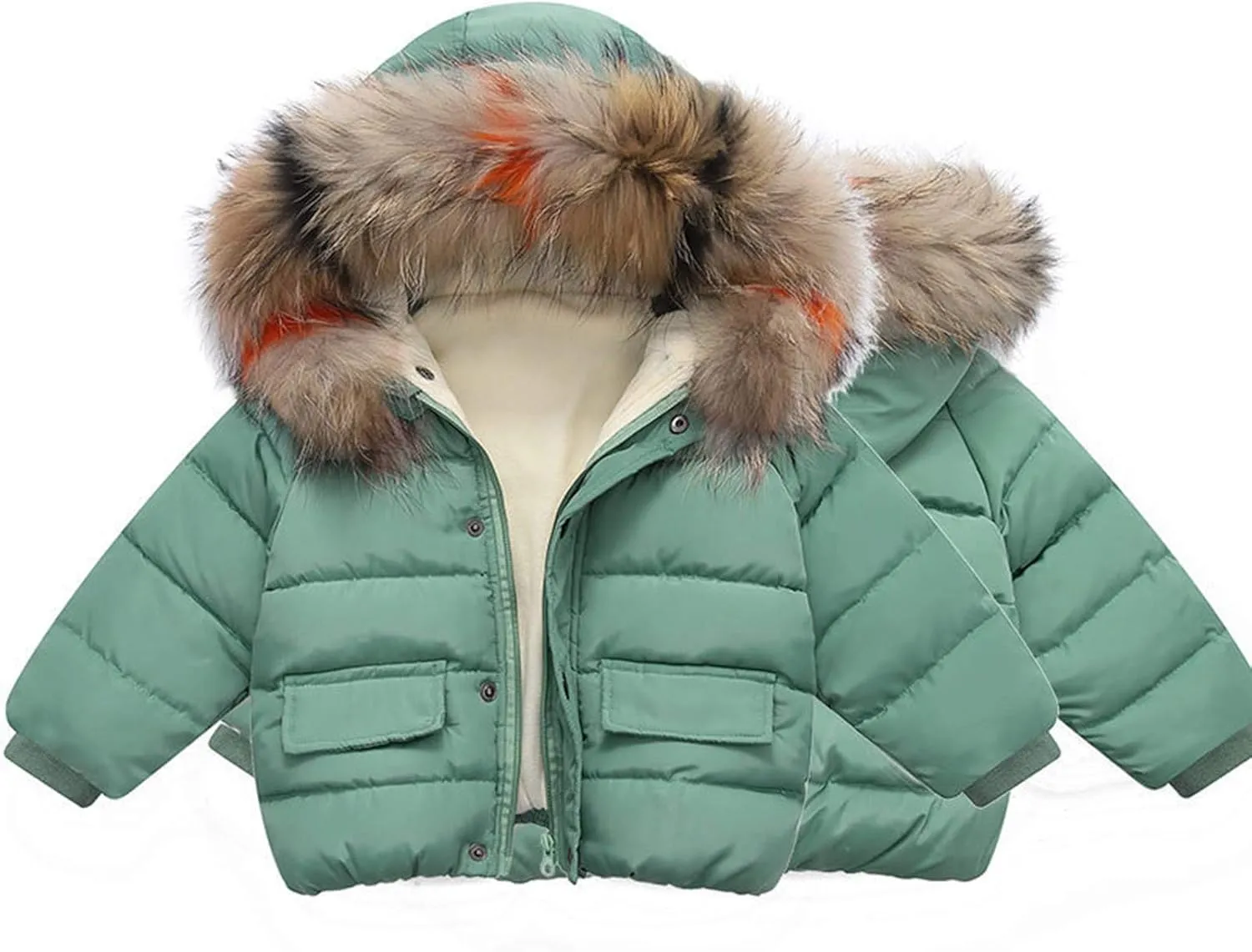 1-6 Years Baby Toddler Girls Winter Jacket Coat Fur Hooded Warm Clothes Kids Fashion Puffer Jacket Parka Outerwear