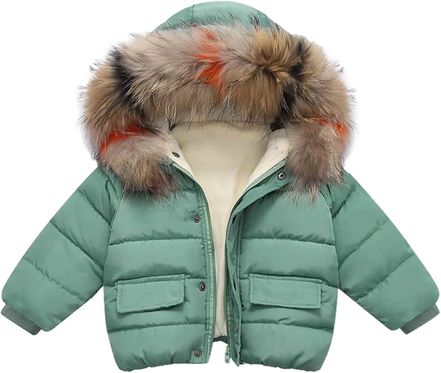 1-6 Years Baby Toddler Girls Winter Jacket Coat Fur Hooded Warm Clothes Kids Fashion Puffer Jacket Parka Outerwear
