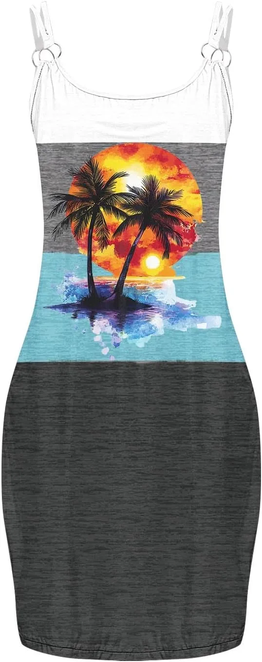 2025 Women's Linen Lightweight Midi Dress Sleeveless Boho Vacation Dresses, Summer Flowy Beach City Casual Outfit