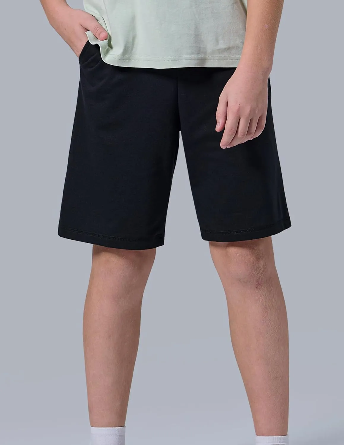3 Pack Boys' Pull On Jogger Shorts Youth Kids Casual Terry Sweat Shorts with Pockets Drawstring