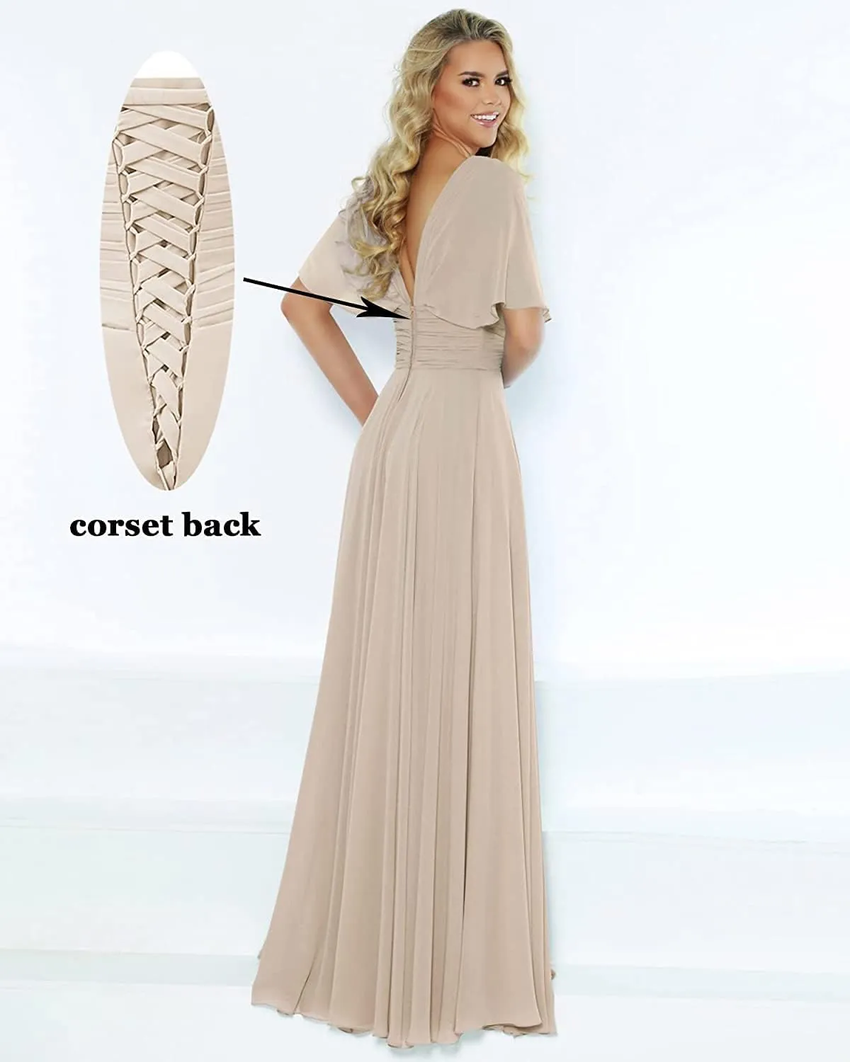 3/4 Short Sleeve Mother of The Bride Groom Dresses for Wedding Chiffon Formal Evening Gown