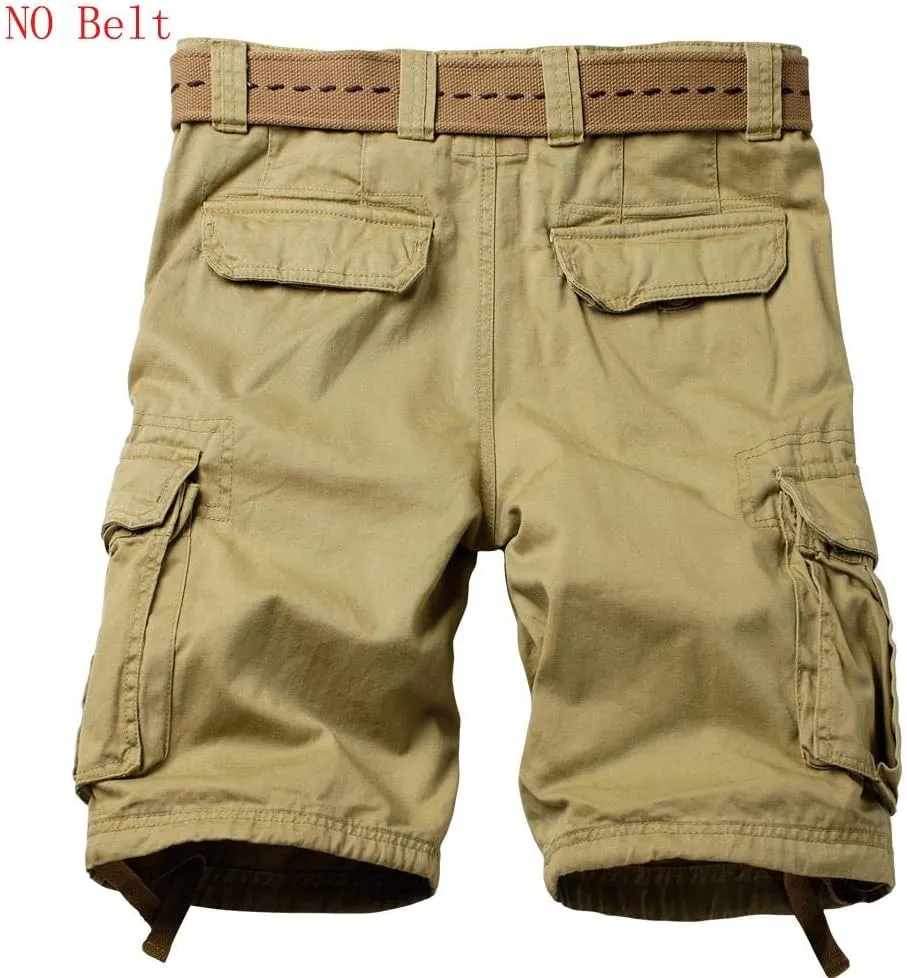 AKARMY Men's Cotton Casual Multi Pocket Outdoor Camouflage Shorts Twill Camo Cargo Shorts(No Belt)