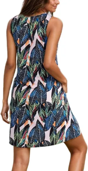 Akivide Womens Sleeveless Boho Sun Dress V Neck Summer Beach Cover Ups Casual Floral Print Mini Sundresses