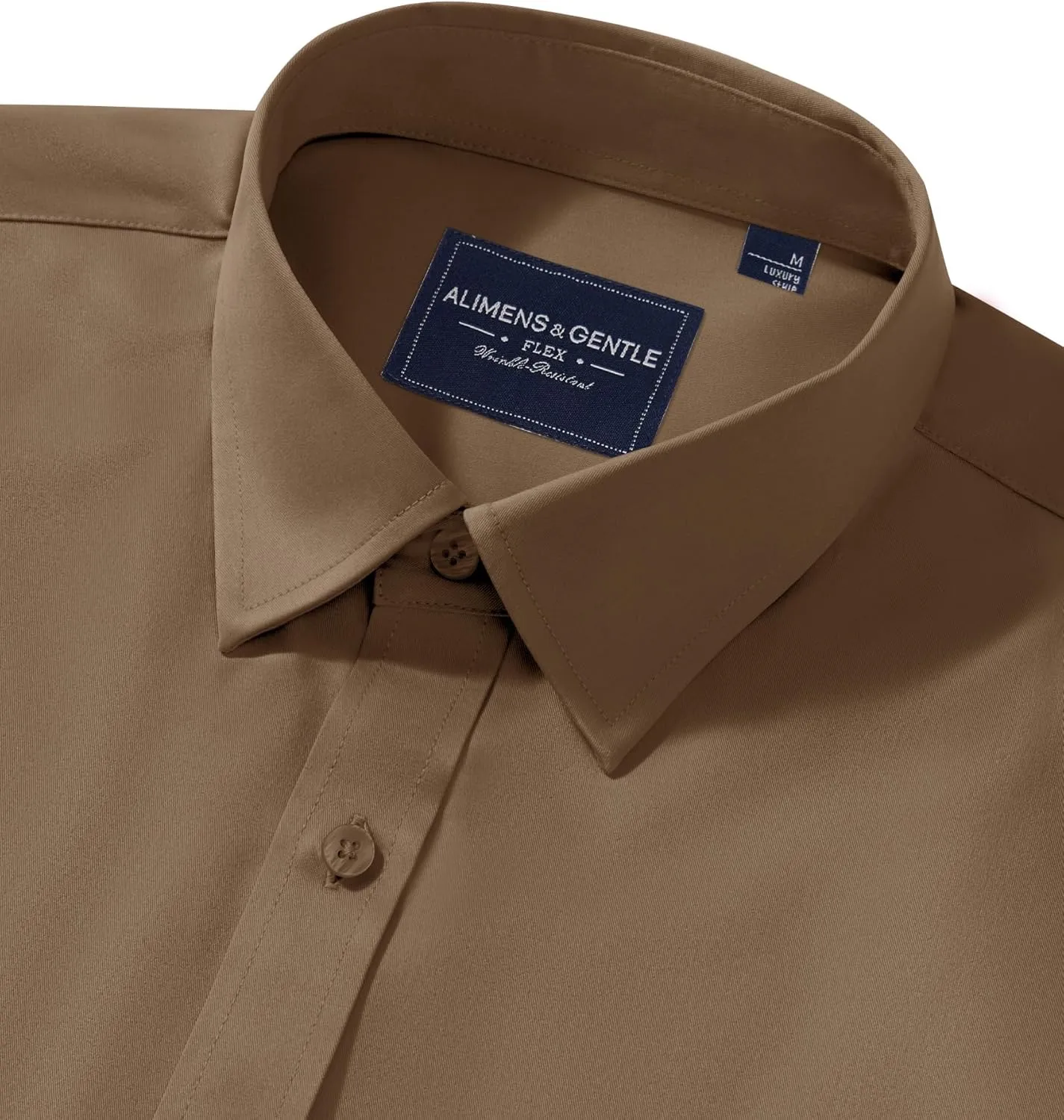 Alimens & Gentle Men's Dress Shirts Transitional Weather Long Sleeve Stretch Wrinkle-Free Button Down Top