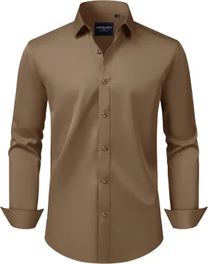 Alimens & Gentle Men's Dress Shirts Transitional Weather Long Sleeve Stretch Wrinkle-Free Button Down Top