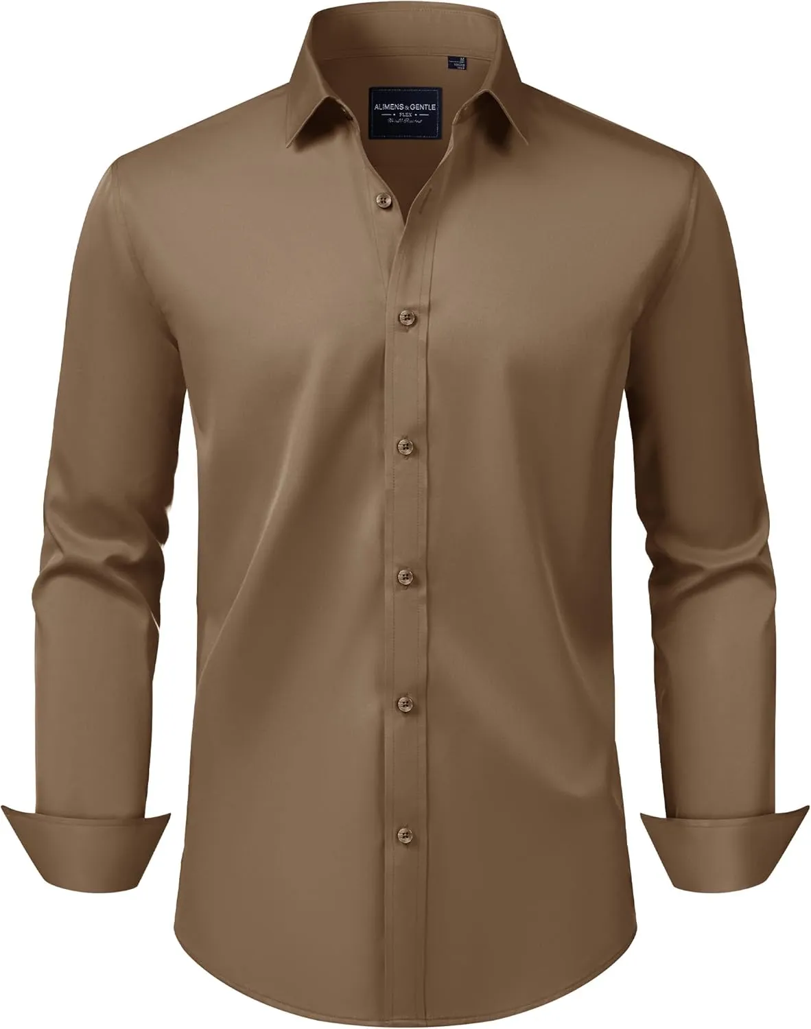 Alimens & Gentle Men's Dress Shirts Transitional Weather Long Sleeve Stretch Wrinkle-Free Button Down Top