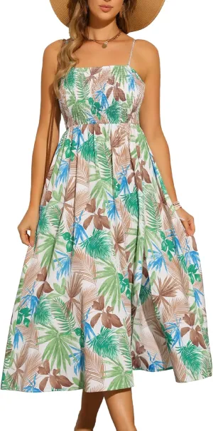 Allegra K Dress for Women's Sleeveless Camisole Dress Floral Long Casual Dress