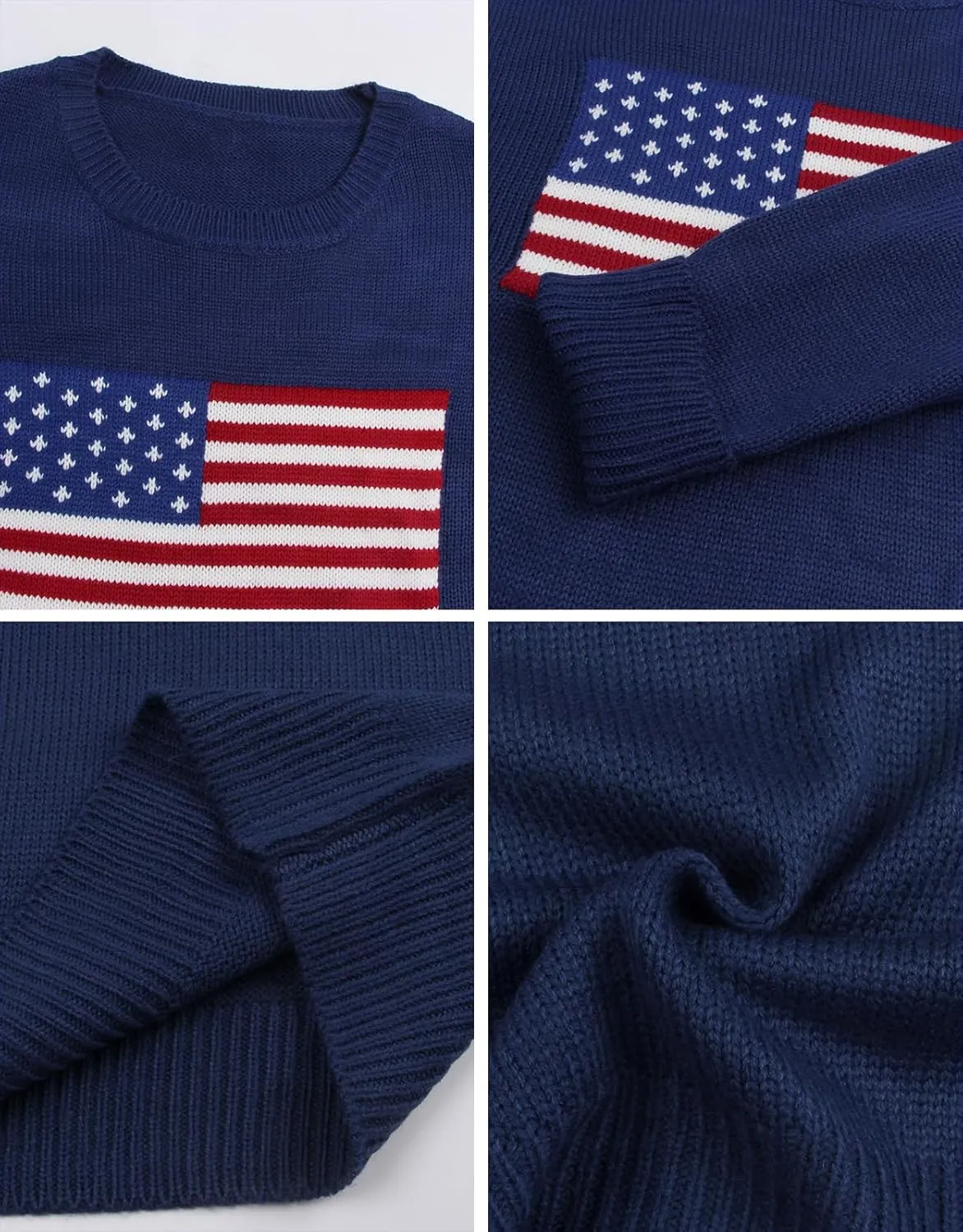 Alsol Lamesa Womens American Flag Graphic Sweater Patriotic Long Sleeve Pullover Sweaters Crew Neck Knit Tops