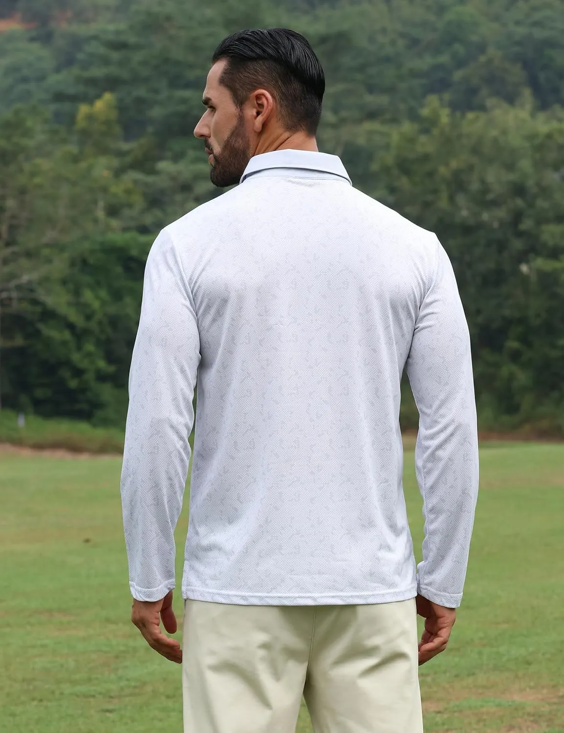 APTRO Long Sleeve Polo Shirts for Men Performance Golf Shirt Dry Fit Moisture Wicking Fashion Print T-Shirt