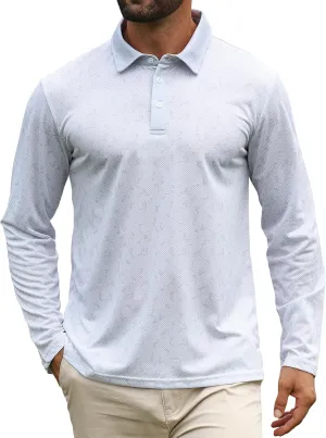 APTRO Long Sleeve Polo Shirts for Men Performance Golf Shirt Dry Fit Moisture Wicking Fashion Print T-Shirt