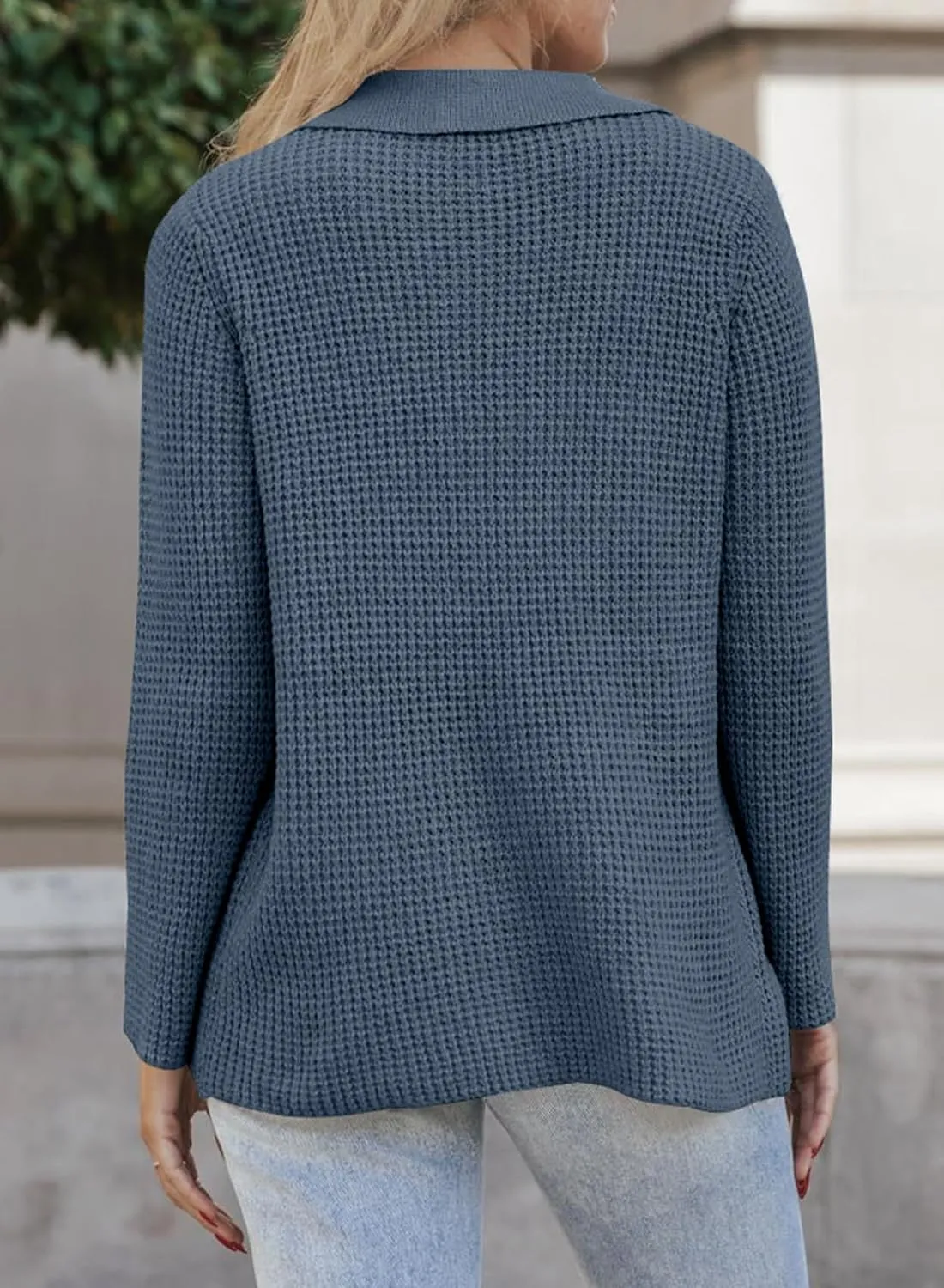 Astylish Women Waffle Knit Shacket Jacket Casual Long Sleeve Sweater Button Down Shirts Dressy Blouse Tops