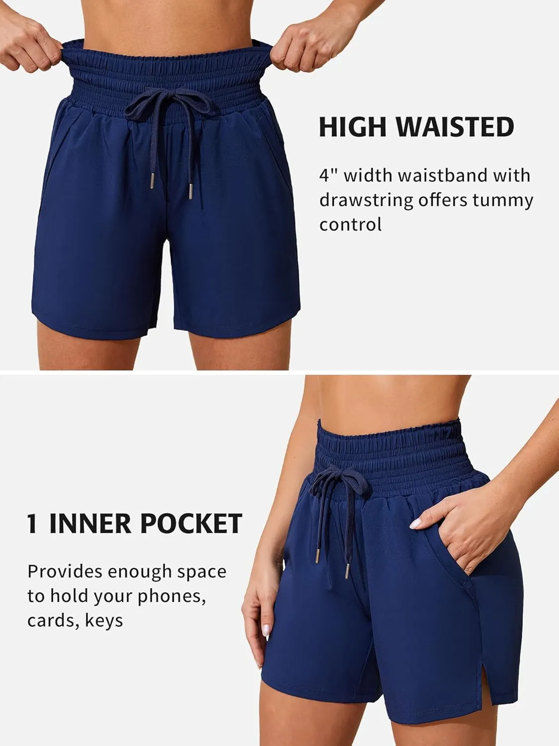 ATTRACO Women's 3" High Waisted Swim Board Shorts Quick Dry Flowy Board Shorts with Pockets