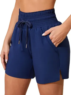 ATTRACO Women's 3" High Waisted Swim Board Shorts Quick Dry Flowy Board Shorts with Pockets