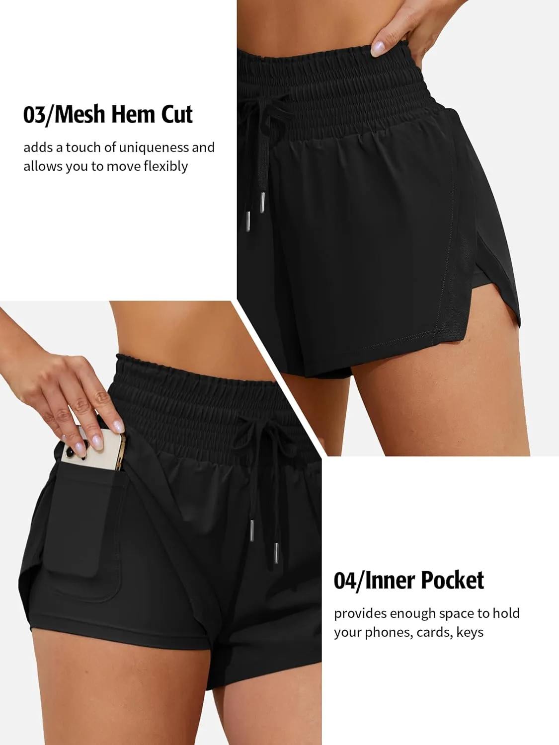 ATTRACO Women's 3" High Waisted Swim Board Shorts Quick Dry Flowy Board Shorts with Pockets