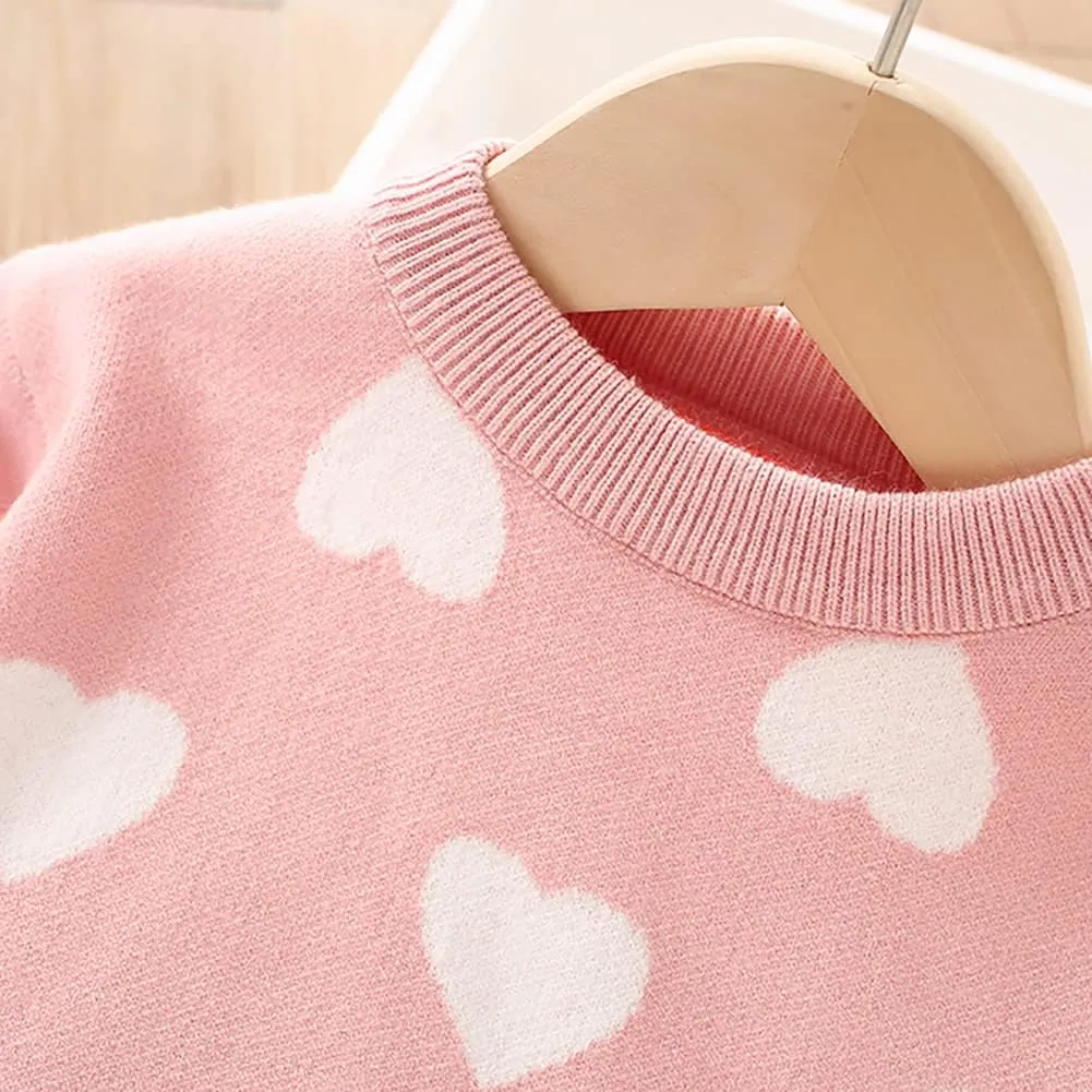 Baby Girls Knitted Sweater Dress Kids Floral Sweater Top   Ruffles Mini Skirt Outfits Fall Winter Clothes Set 2pcs
