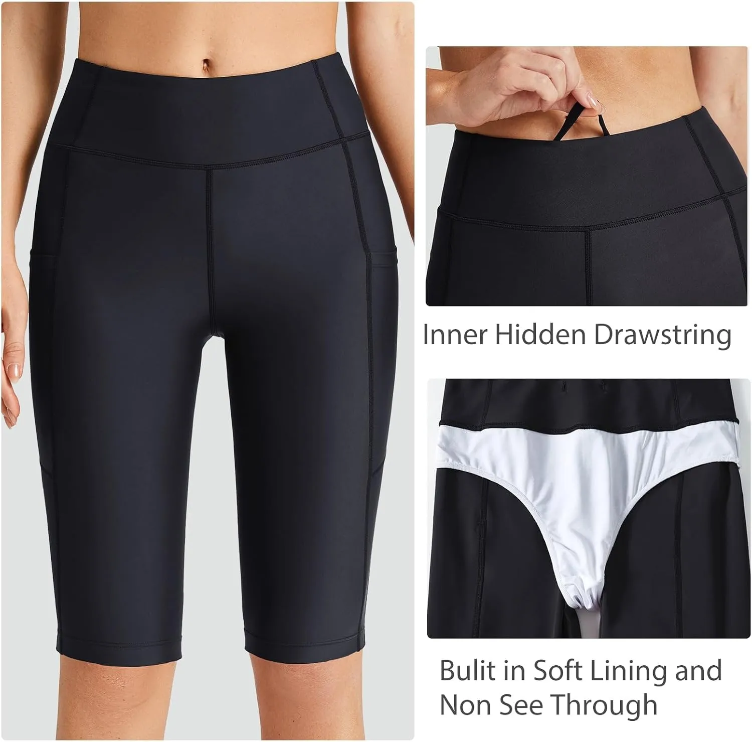 baleaf Women's 12 Swim Shorts UPF 50  High Waisted Long Board Shorts with 2 Pockets
