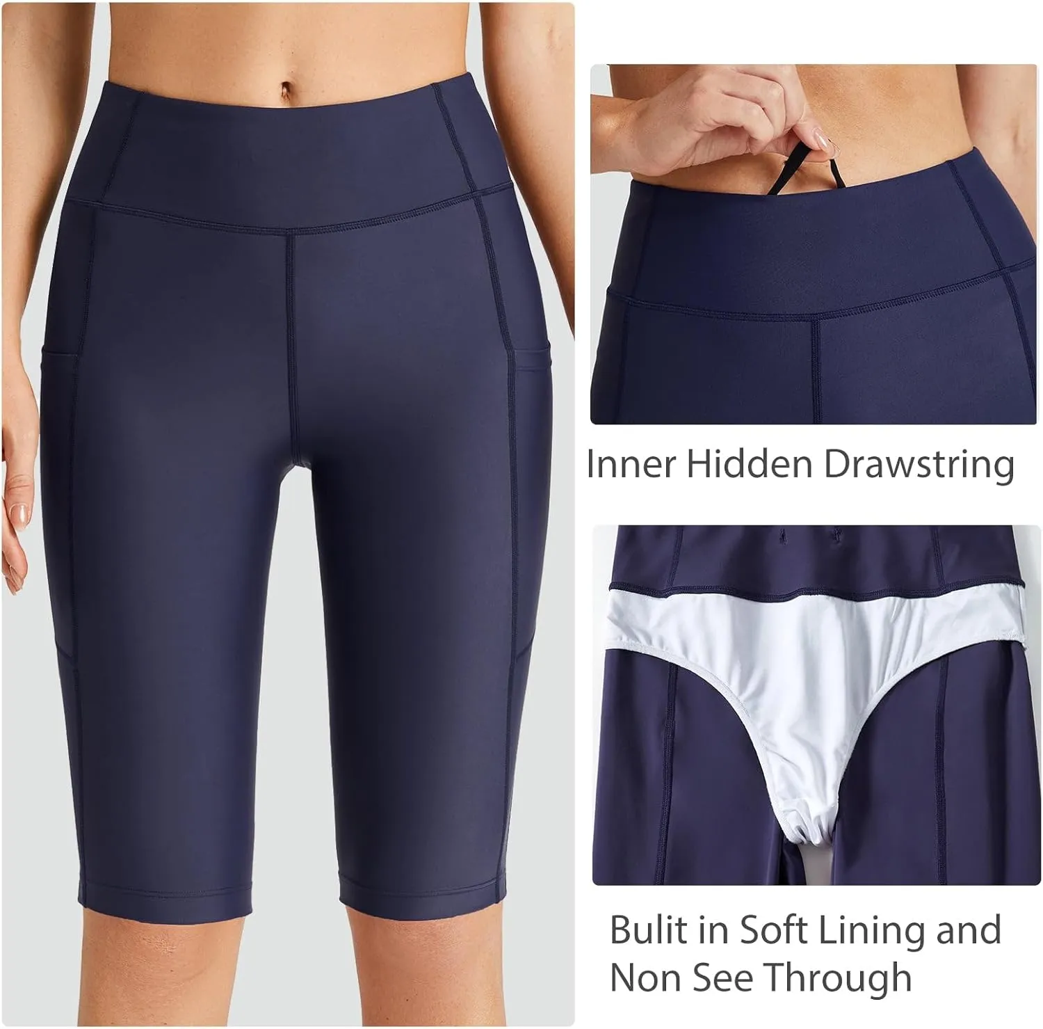 baleaf Women's 12 Swim Shorts UPF 50  High Waisted Long Board Shorts with 2 Pockets