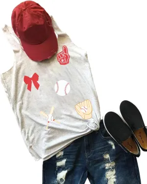 Baseball Shirt Women Swing for The Fences Racerback Tank Top Baseball Mom Summer Vest Sleeveless Casual T Shirt