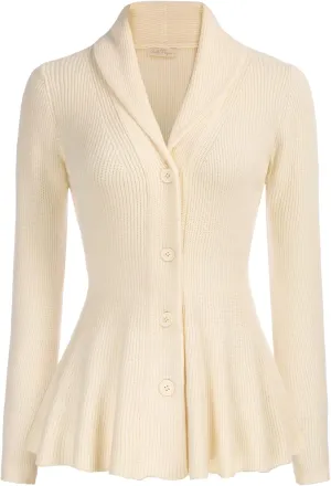 Belle Poque Women Vintage Cardigan Sweater Shawl Lapel Button Down Sweater Outwear Coat