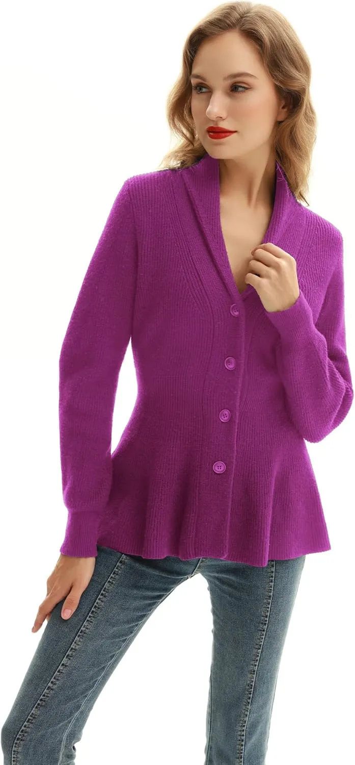 Belle Poque Women Vintage Cardigan Sweater Shawl Lapel Button Down Sweater Outwear Coat