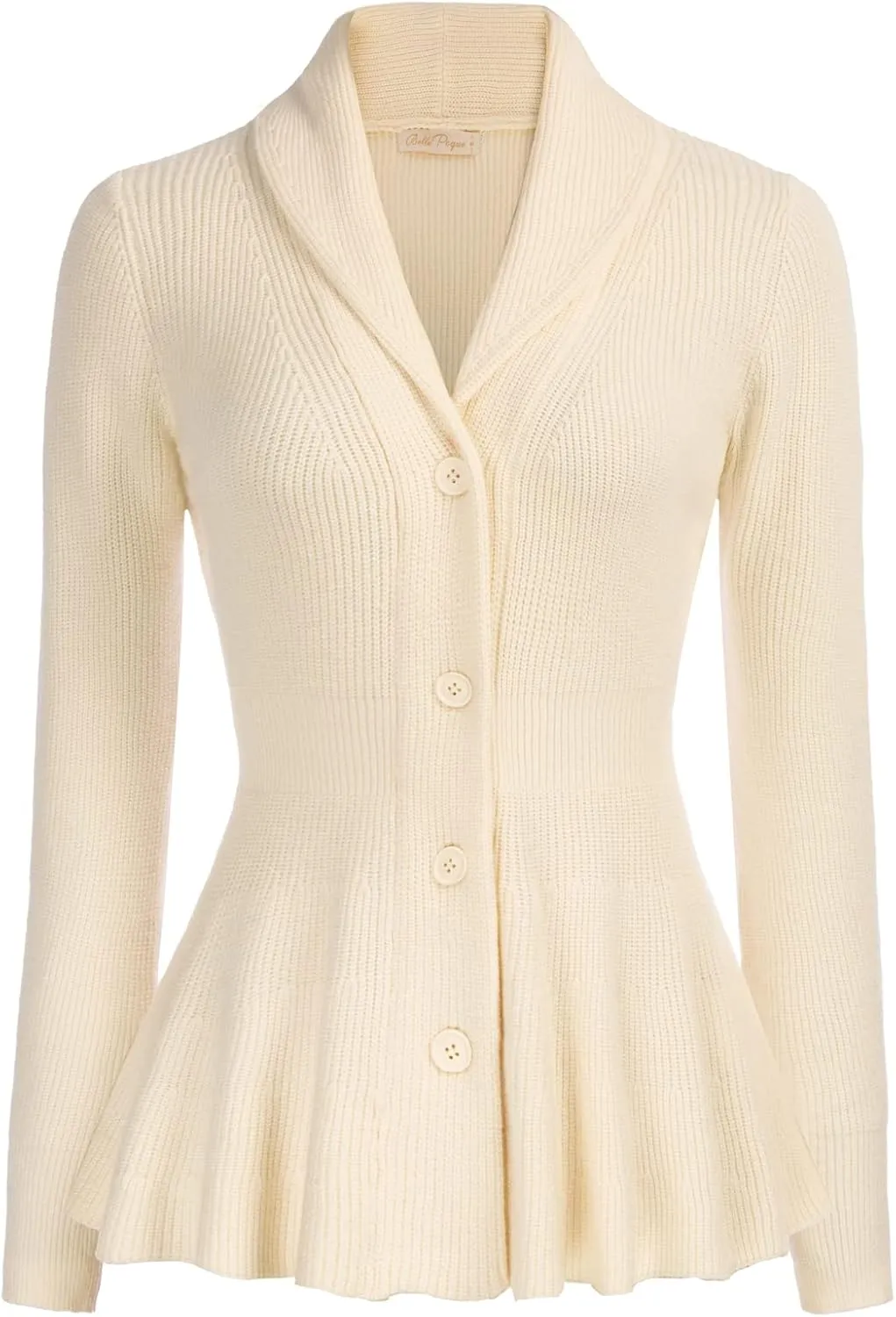 Belle Poque Women Vintage Cardigan Sweater Shawl Lapel Button Down Sweater Outwear Coat