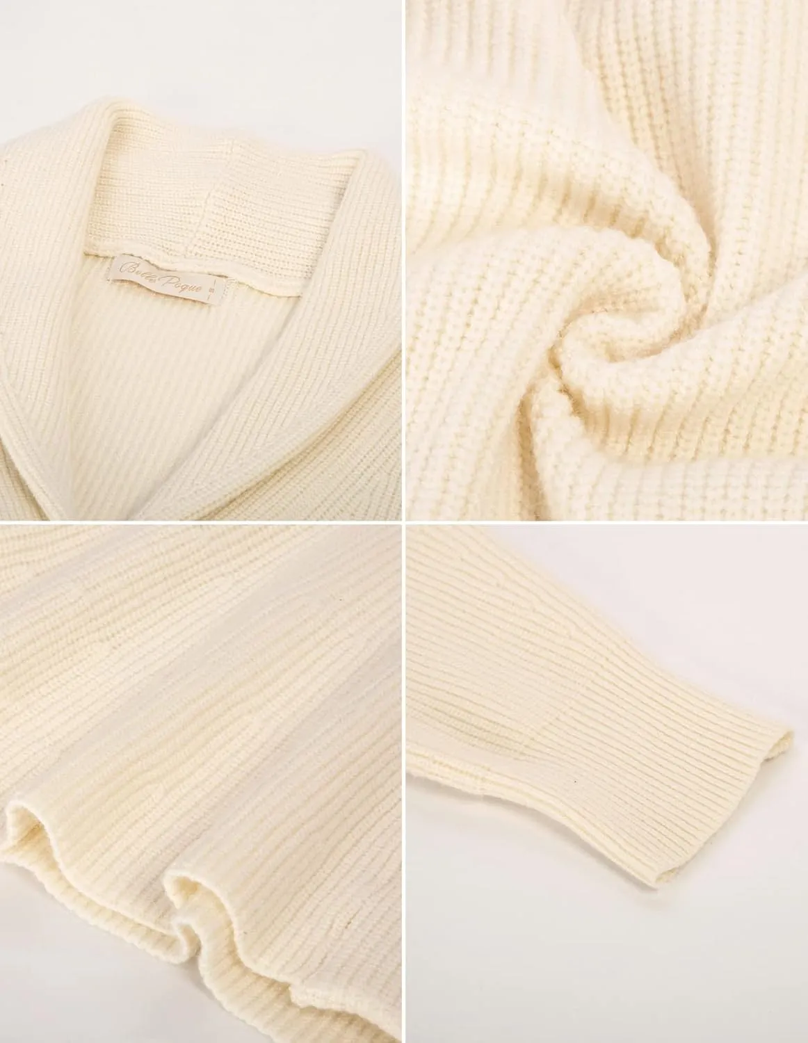 Belle Poque Women Vintage Cardigan Sweater Shawl Lapel Button Down Sweater Outwear Coat