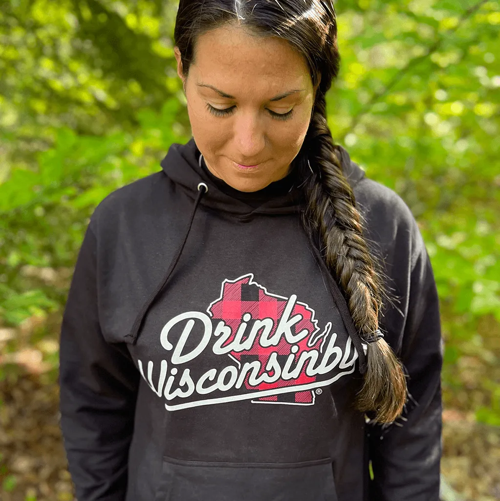 Black Plaid Logo Hoodie