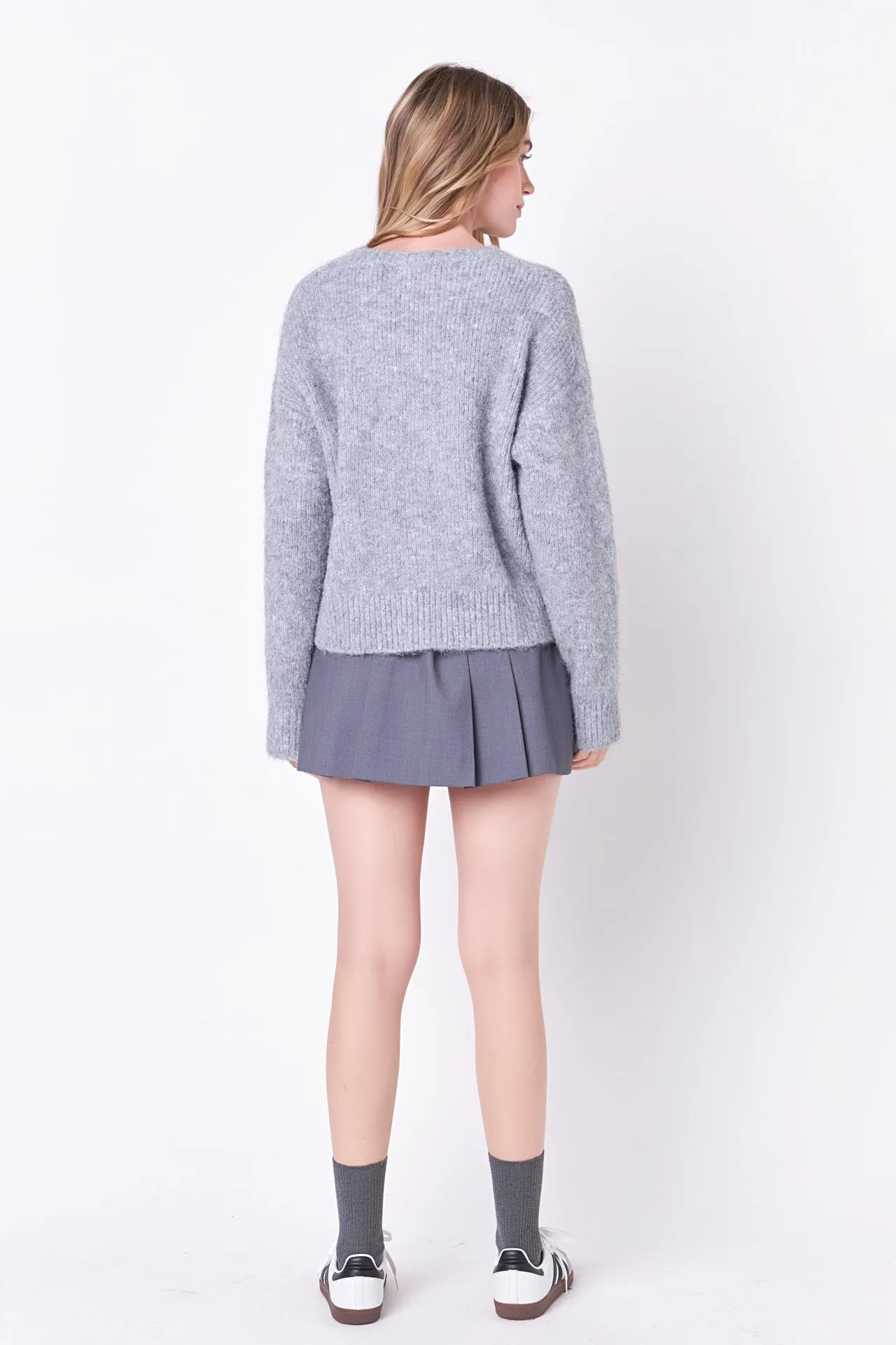 Blend Cropped Fuzzy Sweater