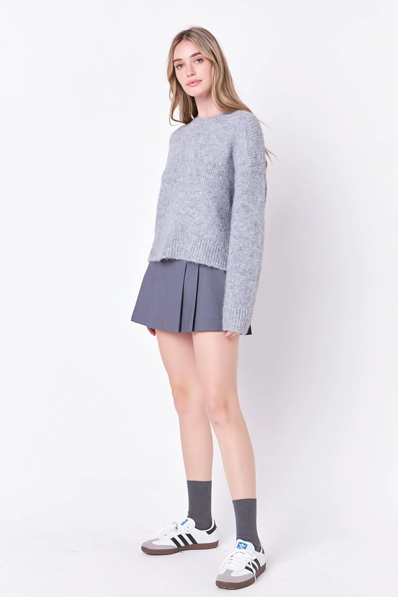 Blend Cropped Fuzzy Sweater