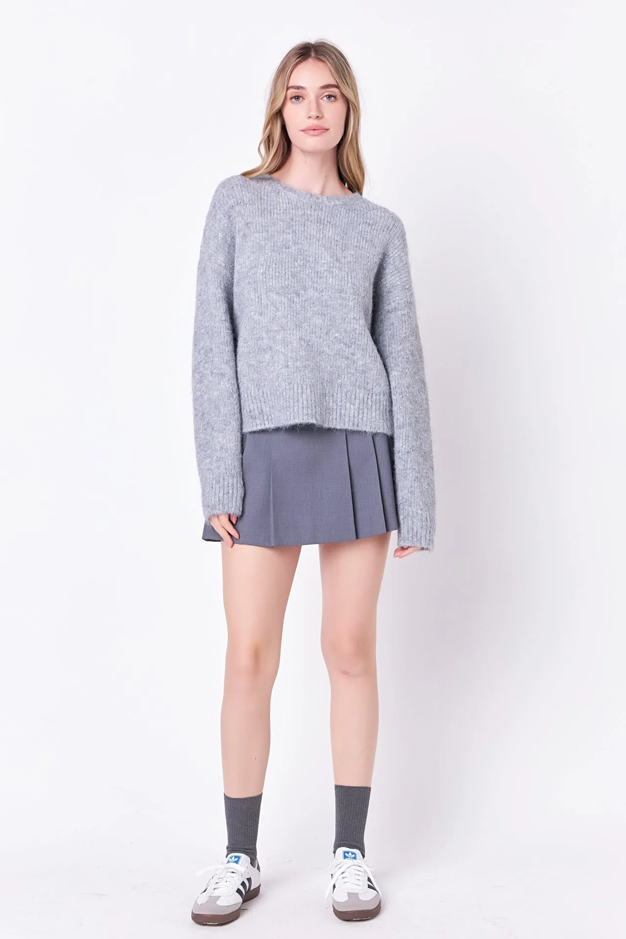 Blend Cropped Fuzzy Sweater