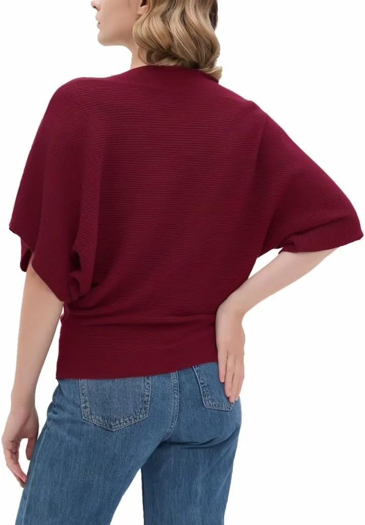 Boat Neck Short Batwing Sleeve Pullover Knit Sweaters Off Shoulder Cute Tops for Women