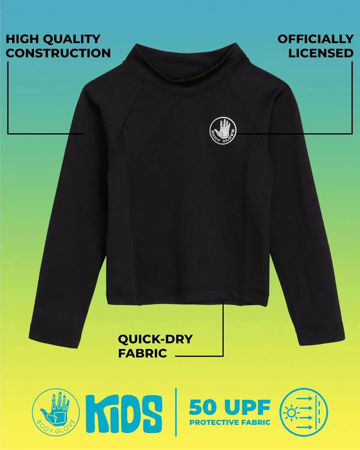 Body Glove Toddler Boys Rash Guard Shirt - Long Sleeve Swim Shirt for Baby/Toddler Boys (Size: 2T-4T)