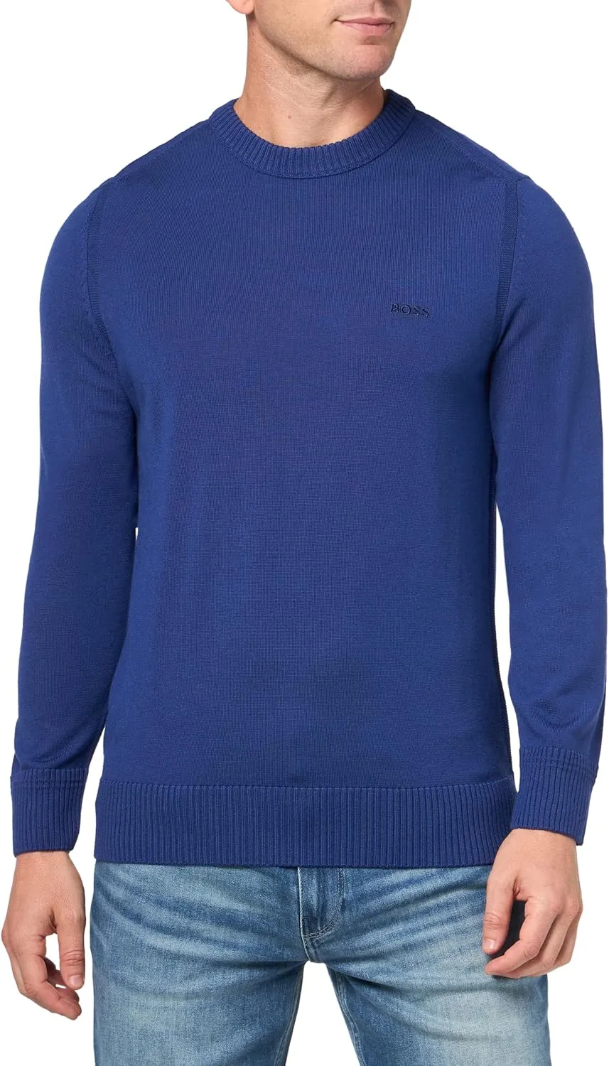 BOSS Men's Small Logo Wool Blend Sweater
