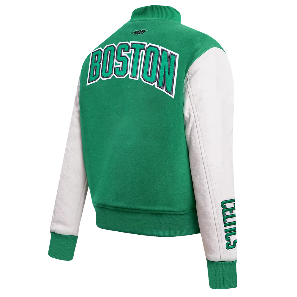 BOSTON CELTICS CLASSIC WOMEN'S WOOL VARSITY JACKET (KELLY GREEN/ WHITE)