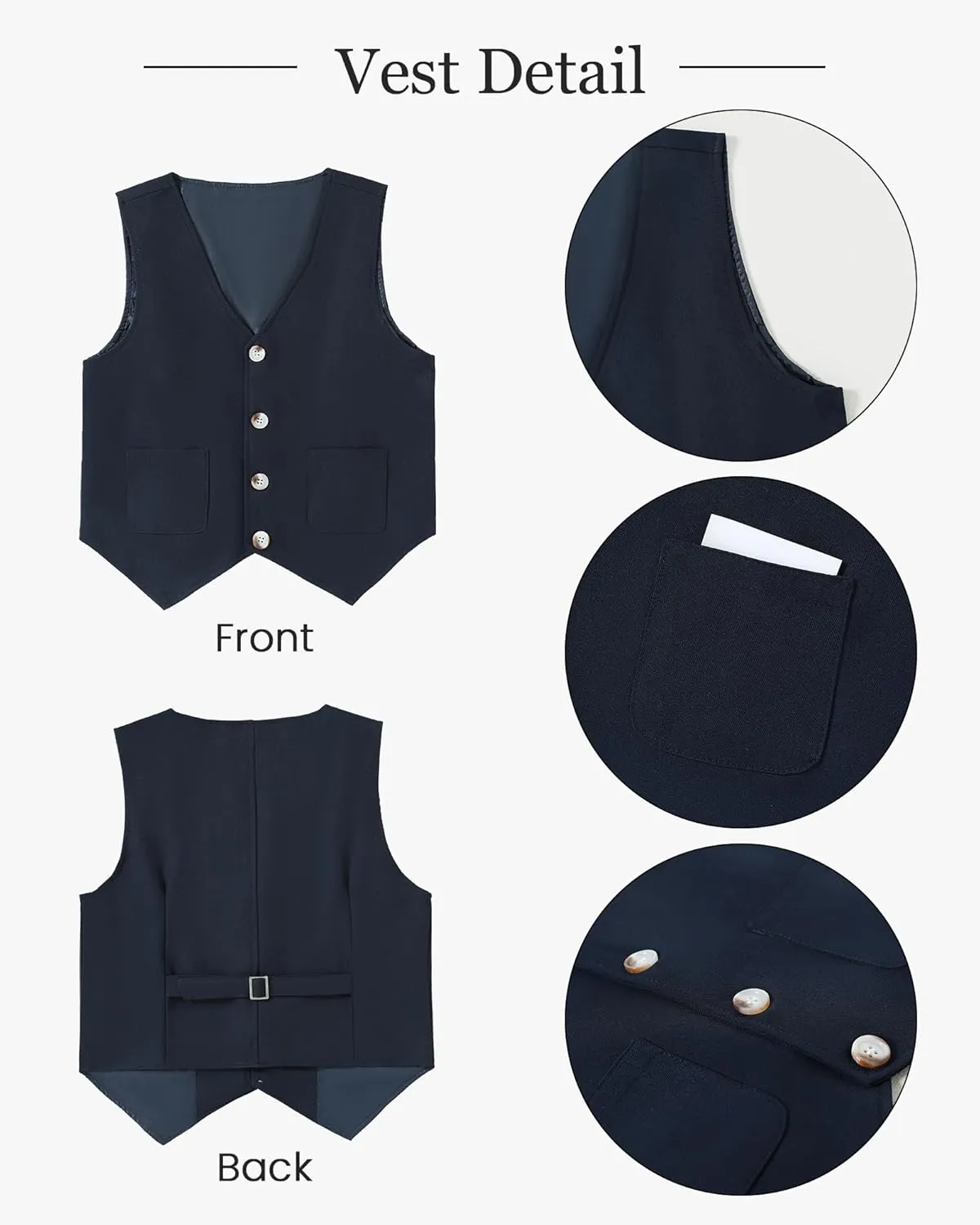 Boys Suit for Formal Occasions 4 Pieces Suit Sets Including Vest Printed Pants Dress Shirt and Tie for 6-10 Years