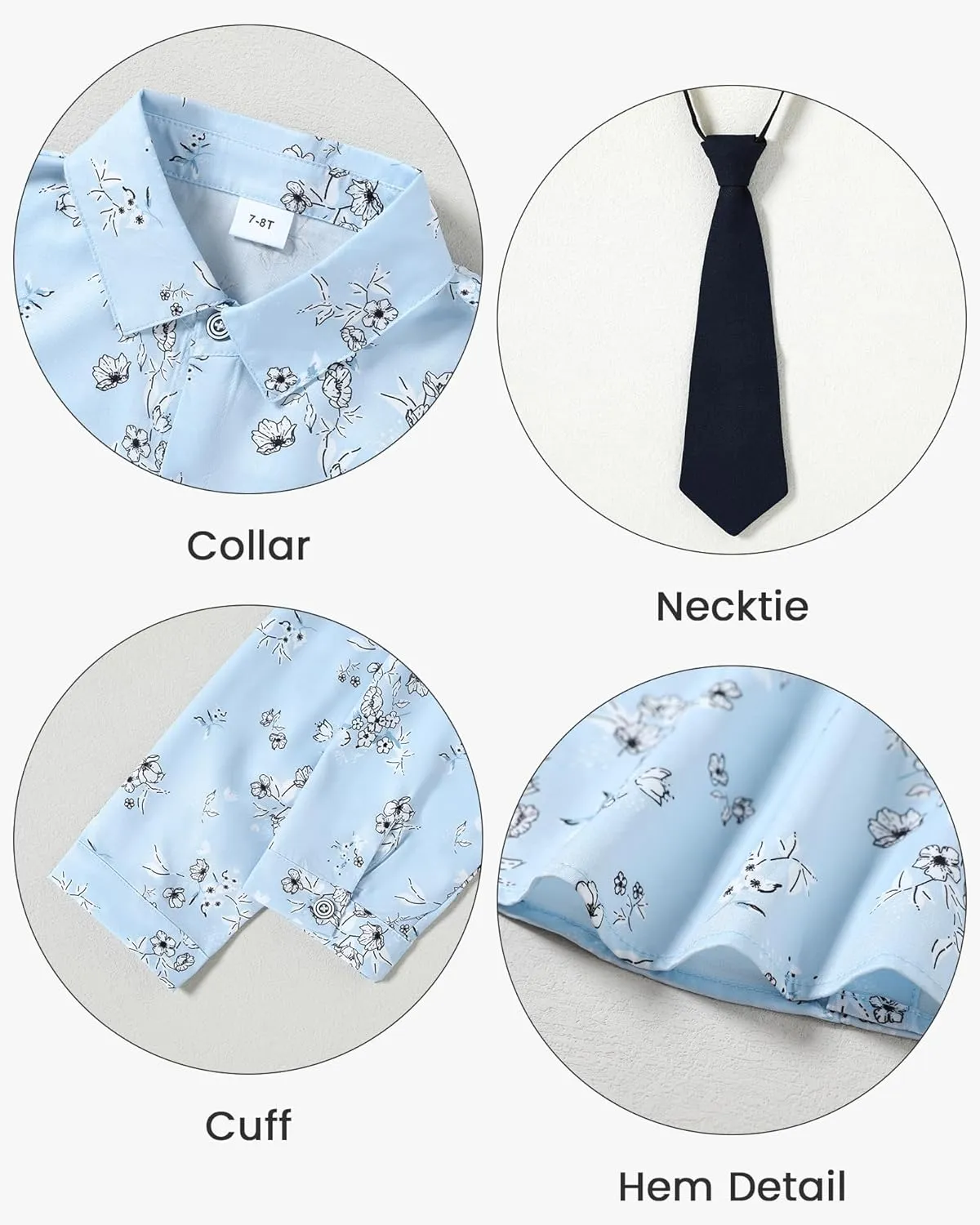 Boys Suit for Formal Occasions 4 Pieces Suit Sets Including Vest Printed Pants Dress Shirt and Tie for 6-10 Years