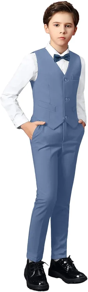 Boys Suit Kids Formal Wedding Tuxedo Dress Suits for Teen Boys Vest and Pants Set