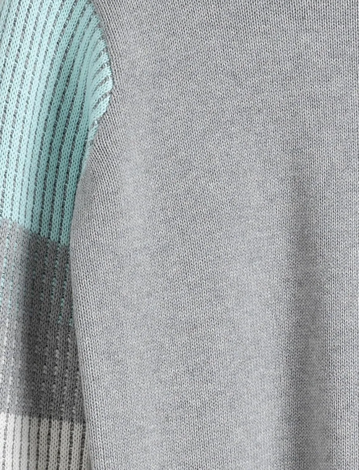 Cable Stitch Women's Contrast-Sleeve Cotton Sweater - Crewneck Long Sleeve Knitted Pullover Top