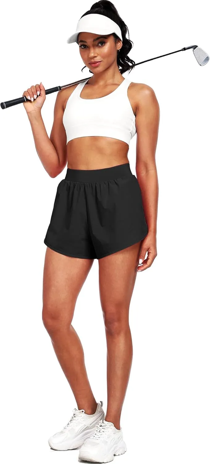 CADMUS 2 in 1 Women's Workout Shorts Athletic Gym Running Shorts with Compression Liner Brief