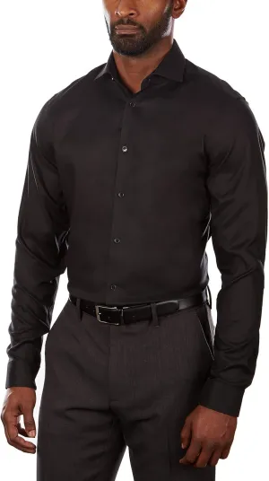 Calvin Klein Men's Non Iron Stretch Slim Fit Dress Shirt Shirt, Jet Black, 16" Neck 32"-33" Sleeve