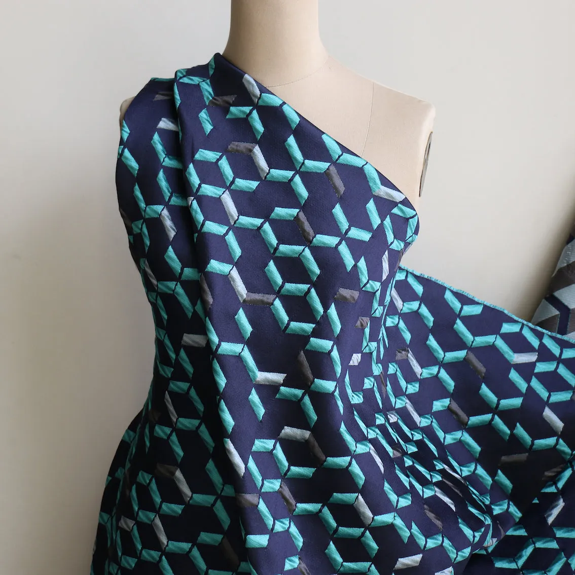 Carina Aqua/Grey Jacquard