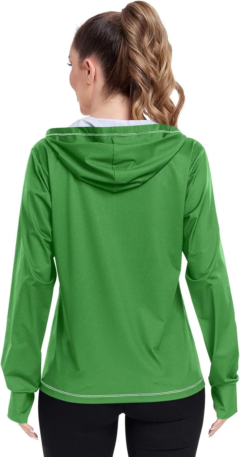 Celadon Womens Sun Protection Shirts Lightweight Long Sleeve Sun Shirt for Hiking Outdoor Women's Hoodie Zip Front Rash Guard