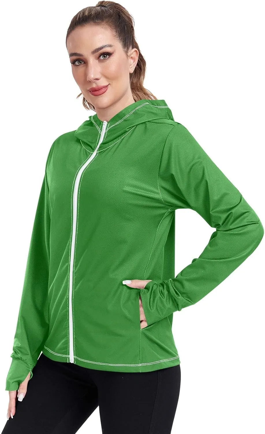 Celadon Womens Sun Protection Shirts Lightweight Long Sleeve Sun Shirt for Hiking Outdoor Women's Hoodie Zip Front Rash Guard