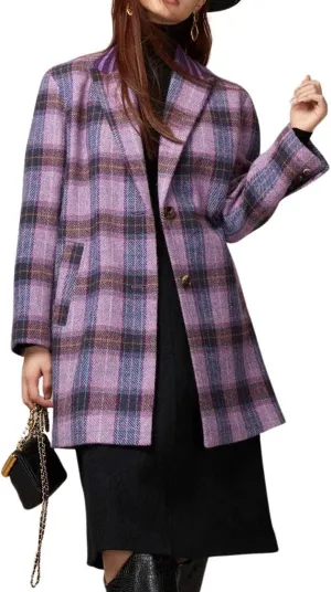 CHARTOU Women Plaid Long Winter Coats Wool Blend Loose Fit Dressy Lady Jacket Trench Coat Outwear