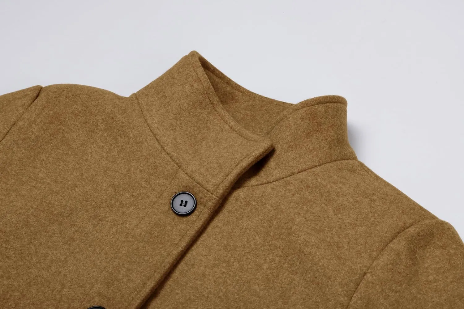 CHARTOU Women Winter Long Pea Coat Wool Blend Stand Collar Single Breast Thicken Blazer Jacket