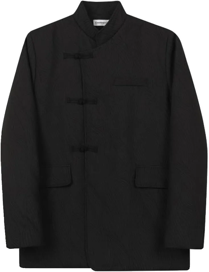 Chinese style stand collar men's jacket casual retro cotton-padded Coat