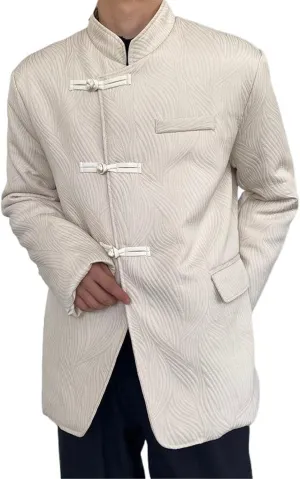 Chinese style stand collar men's jacket casual retro cotton-padded Coat