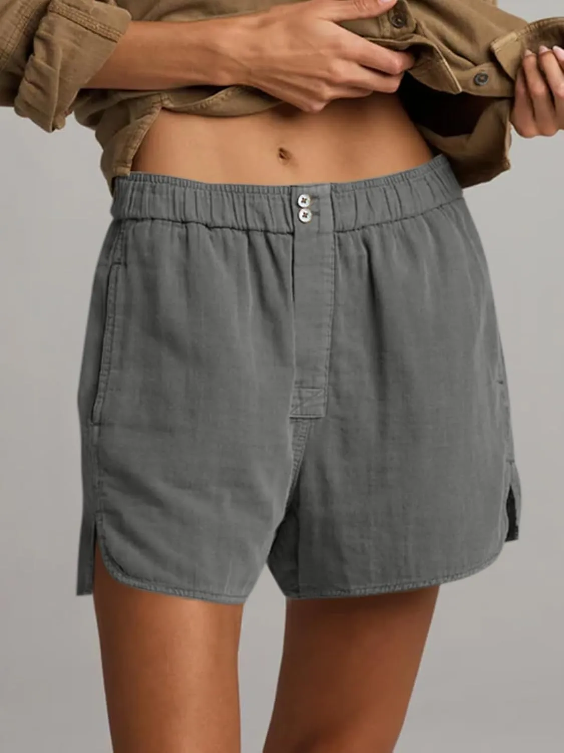 Cicy Bell Womens Summer Cotton Shorts Casual Elastic High Waisted Pleated Cute Trendy Comfy Beach Pants