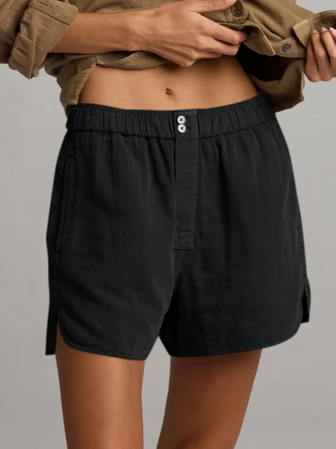 Cicy Bell Womens Summer Cotton Shorts Casual Elastic High Waisted Pleated Cute Trendy Comfy Beach Pants